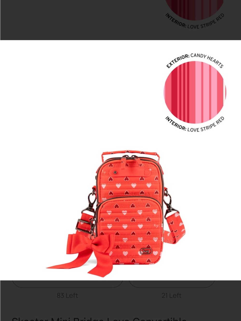 lug Skeeter Mini Bridge Love Convertible
Crossbody with Bow in Candy Hearts